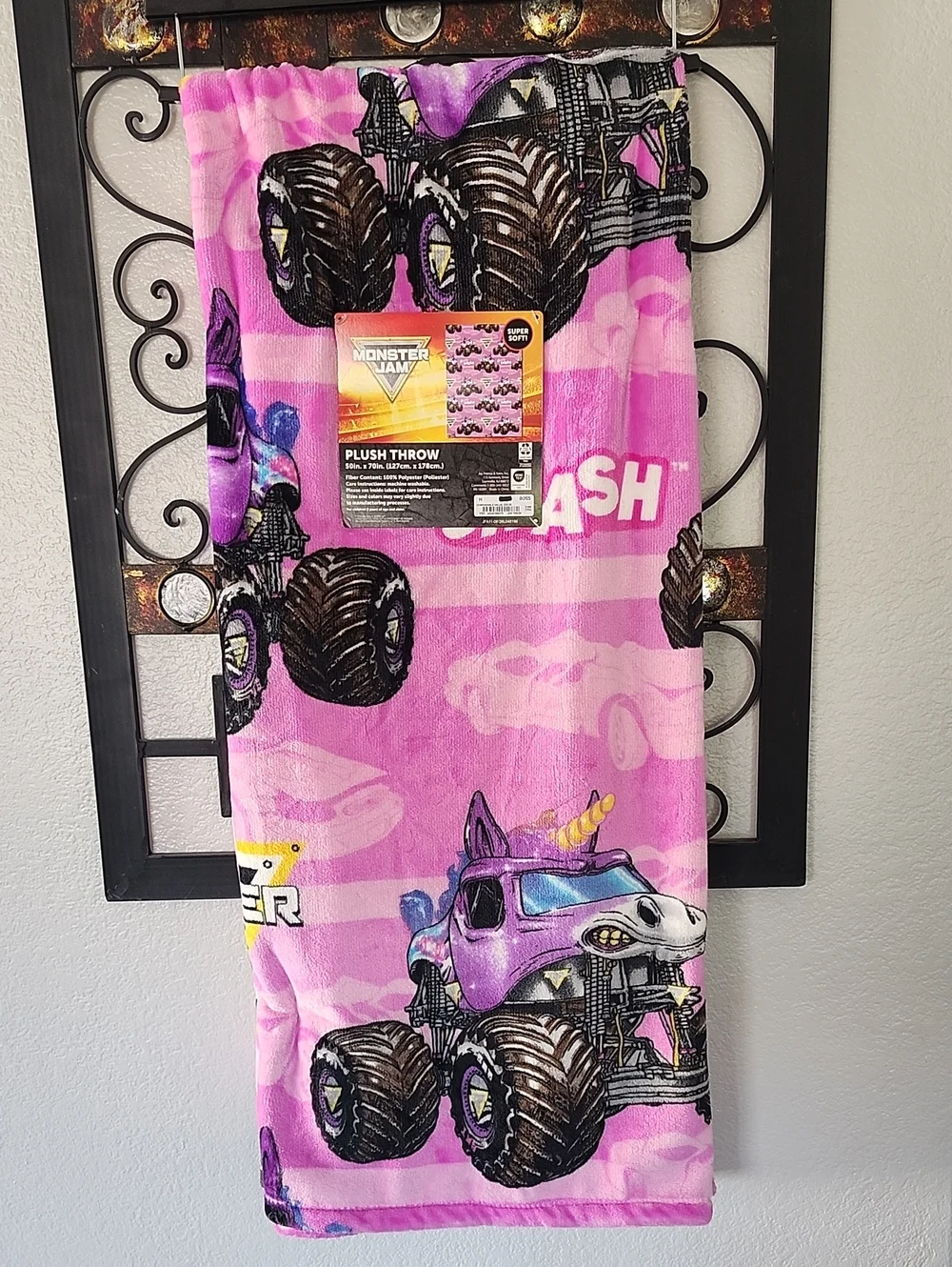 Monster Jam Throw Blanket - Pink Purple Monster Truck